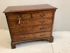 A George III and later mahogany chest of drawers with slide, width 107cm, depth 51cm, height 90cm