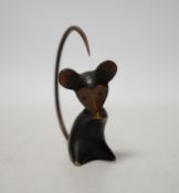 A Walter Bosse for Baller blackened brass model of a mouse, 5.5cm high