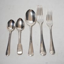 A modern canteen of silver Hanovarian rat tail pattern cutlery for six, by Payne & Son, Sheffield,