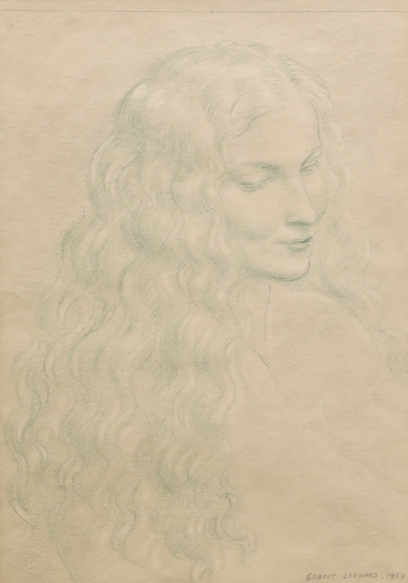 Gilbert Ledward (1888-1960), chalk on paper, 'Study for a Madonna' for the Sloane Square fountain,