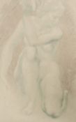 Gilbert Ledward (1888-1960), chalk and wash on paper, Kneeling female, nude study, signed and dated,
