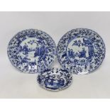 Three Chinese blue and white dishes, Kangxi/Yongzheng period, largest 22cm