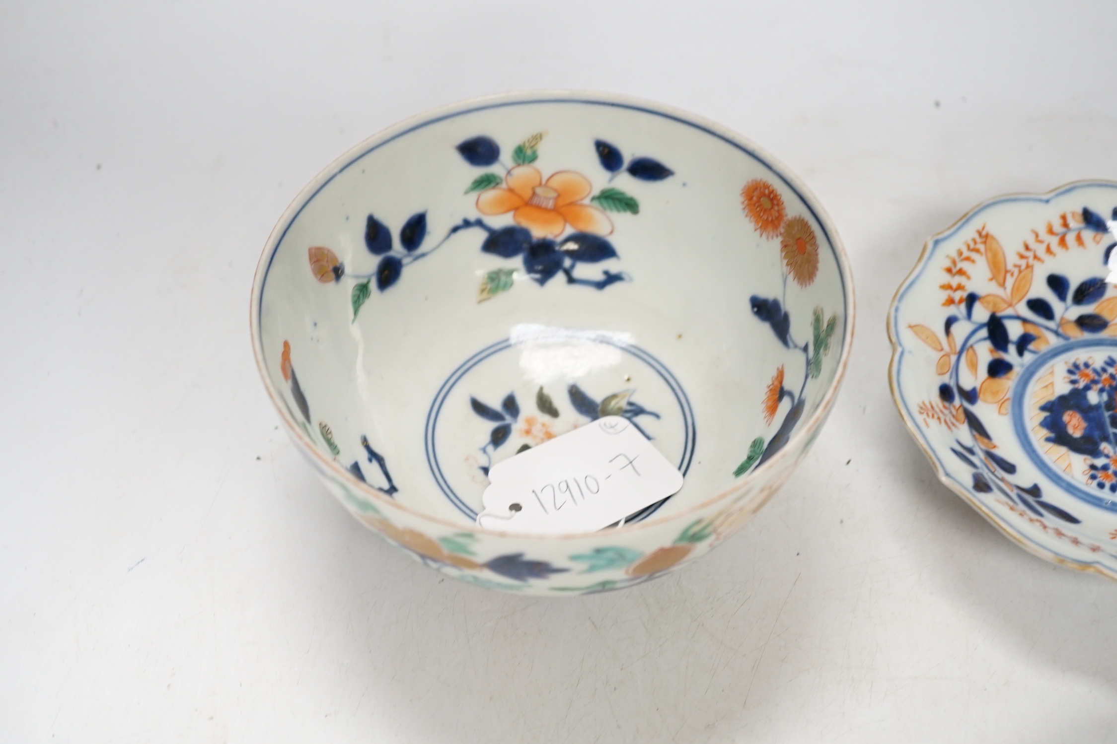 A Japanese Imari bowl and three dishes, 19th century, bowl 15cm diameter - Image 5 of 10