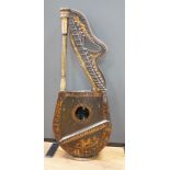 A Georgian parcel gilt and ebonised harp-lute by Edward Light, with fluted pillar, Royal coat of