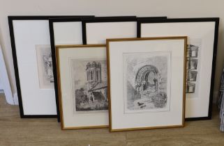 John Sell Cotman (1782-1842), six etchings including ‘The Tower of Toft Church’, ‘Kirkham Priory,