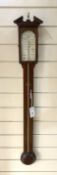 A Georgian style mahogany stick barometer, signed J. Blatt, Brighton, 97cm long
