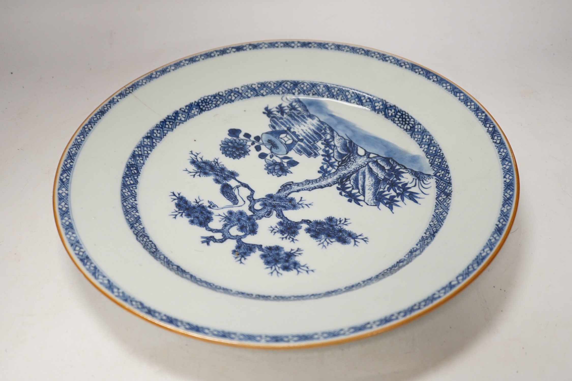 Three Chinese blue and white dishes or plates, Kangxi to Qianlong period and two later covers, - Image 10 of 10