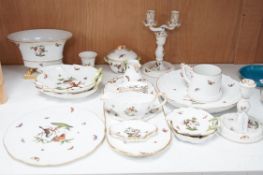 A group of Herend Rothschild 'birds' pattern decorative wares, and two Herend fruit pattern toast