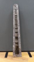 A large Middle Ordovician Orthoceras fossil on prepared limestone matrix, Orthoceras 94cm high,