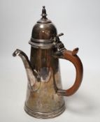 An Edwardian Queen Anne style Brittania standard silver cafe au lait pot by Charles Stuart Harris,