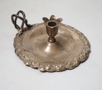 An early Victorian silver chamberstick, Robert Hennell III, London, 1842, with foliate border, 13.