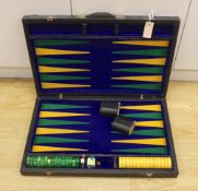 A competition backgammon board (folding as a case), 68cm x 43cm as case