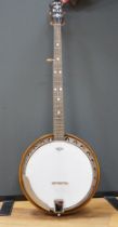 A cased Slingerland Maybell, USA 1920s five string banjo, bird’s eye maple back, maple neck and
