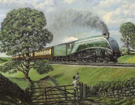 D. Hey, oil on canvas, 'The Mallard Locomotive', signed and dated '79, 61 x 76cm, unframed