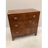 A small Regency mahogany three drawer chest, width 82cm, depth 45cm, height 85cm