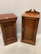 Two mahogany bedside cupboards, larger height 85cm