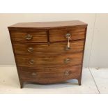 A Regency mahogany bowfront chest of five drawers, width 106cm, depth 52cm, height 106cm