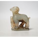 A carved bowenite jade in the form of a ram, 5.5cm high