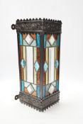 A stained glass three sided wall light, 38cm high