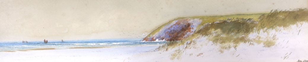 Ben Graham (1886-1949), gouache, Coastal landscape, signed, 11.5 x 50cm