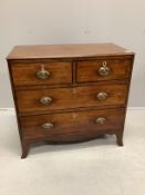 A small Regency mahogany four drawer chest, width 87cm, depth 42cm, height 83cm