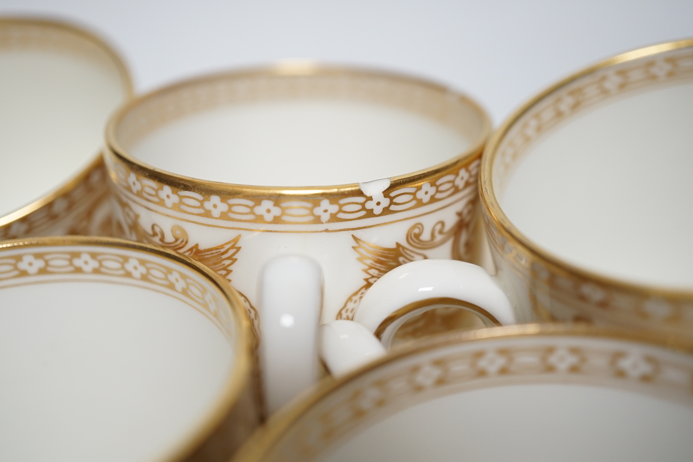 A Wedgwood Gold Florentine dinner and coffee service, mostly 8-12 settings, largest 39cm wide - Image 4 of 4