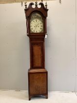 An early 19th century oak and mahogany eight day longcase clock, the painted dial marked Sleaford,