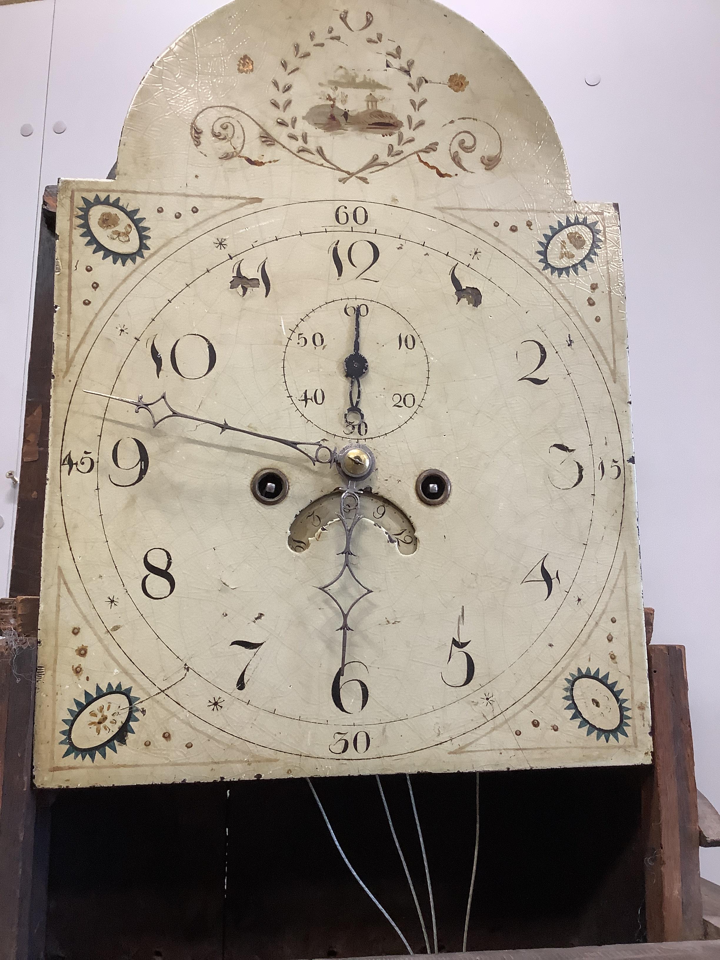 A 19th century black and gold chinoiserie lacquer eight day longcase clock, with a painted arched - Image 2 of 5