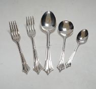 A canteen of silver plated cutlery, 47cm wide