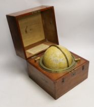 A late 19th century cased astronomical globe by Cary & Co. In mahogany case, globe 14cm