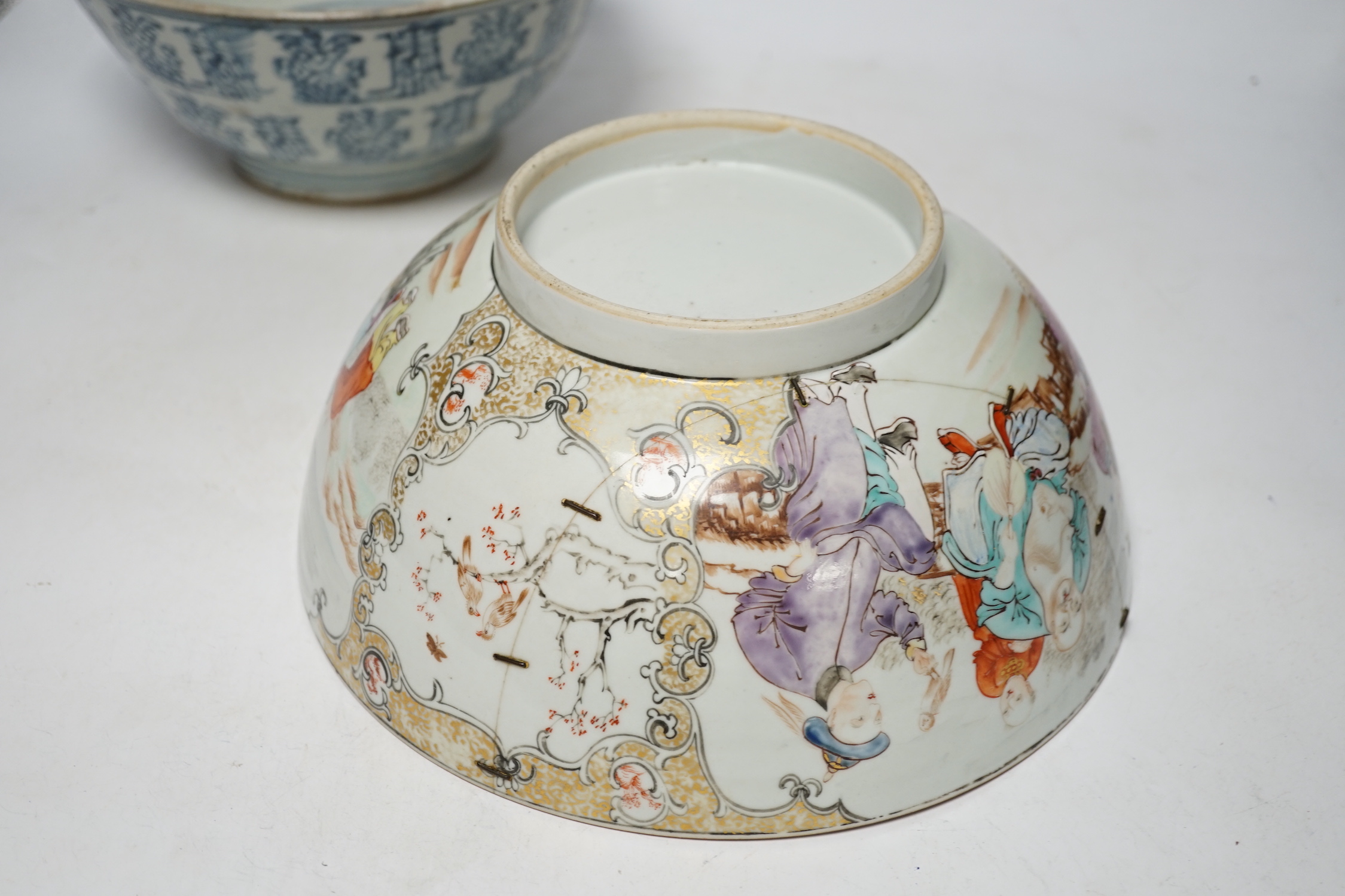 A Chinese Export bowl and three others, export bowl 11cm high - Image 11 of 12