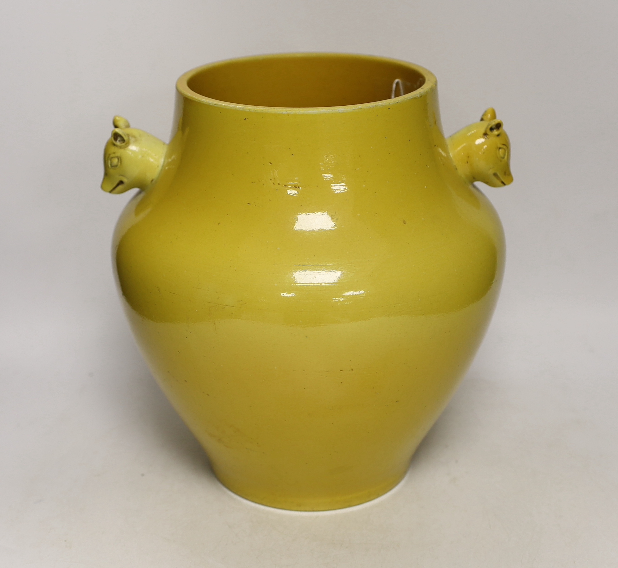 A Chinese yellow ground hu vase, 28cm high - Image 3 of 4