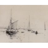 William Lionel Wyllie (1851-1931), etching, 'Fishing boats', signed in pencil, 22 x 27cm