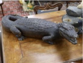 A taxidermy late 19th century Nile crocodile, approximately 92cm long