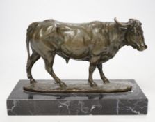 A Milo bronze of a bull, 23cm wide