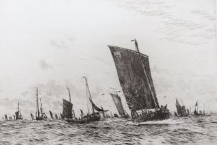 William Lionel Wyllie (1851-1931), etching, 'Boulogne fishing luggers', signed in pencil, 22 x 29cm