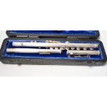 A cased Selmer, USA flute, 1206, with closed hole key work