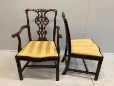 A set of eight (three with arms) Chippendale style mahogany dining chairs