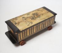 A Clark & Co ‘coach’ box for sewing cottons, in the shape of a first class Pullman railway coach,