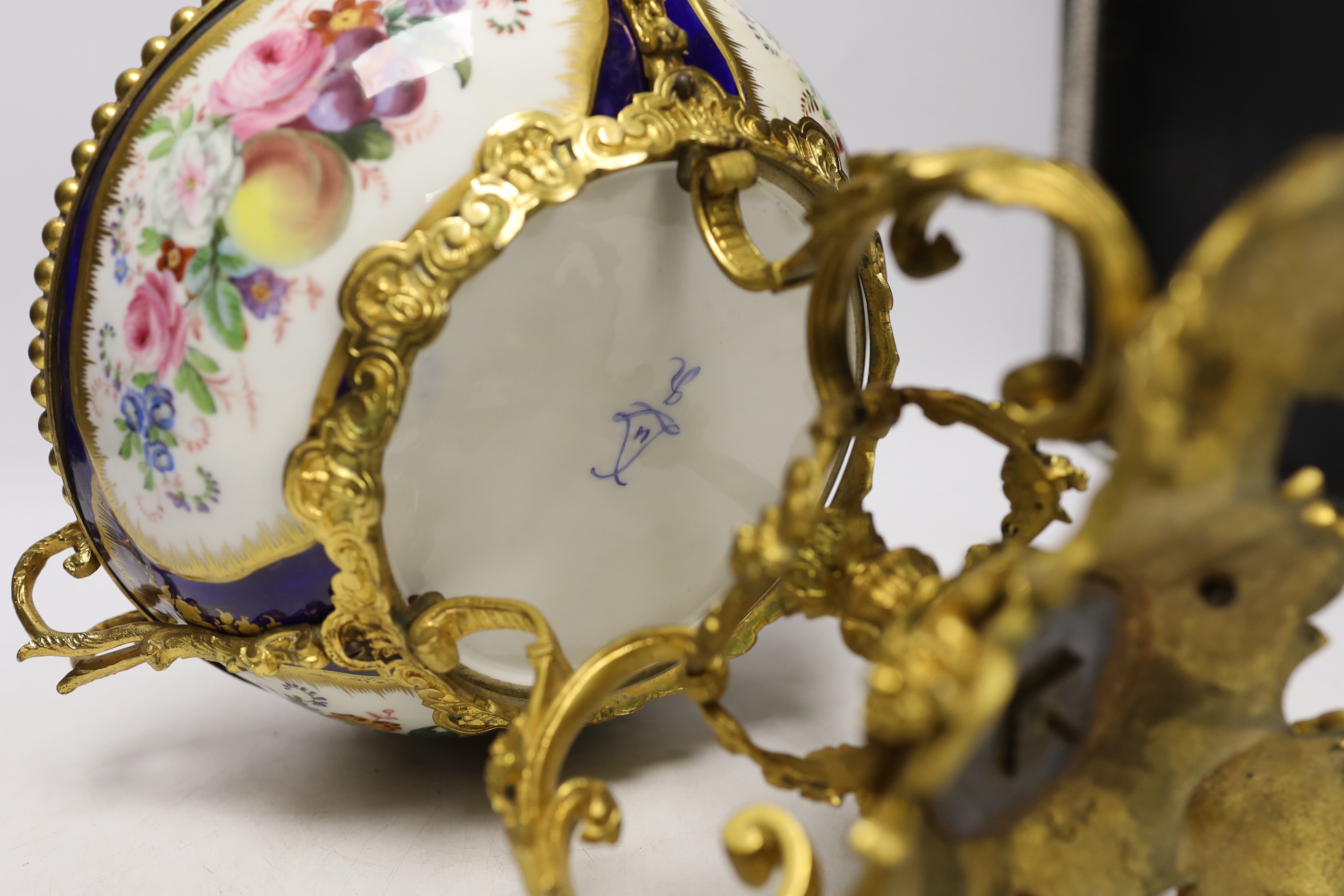 A 19th century ormolu mounted Sevres style porcelain bowl, 25cm - Image 4 of 4