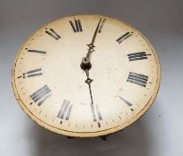 Two late 19th century wall clocks with painted dials, one striking on a bell with a mahogany