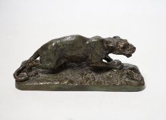 After Men, a bronze of a panther, 17cm wide