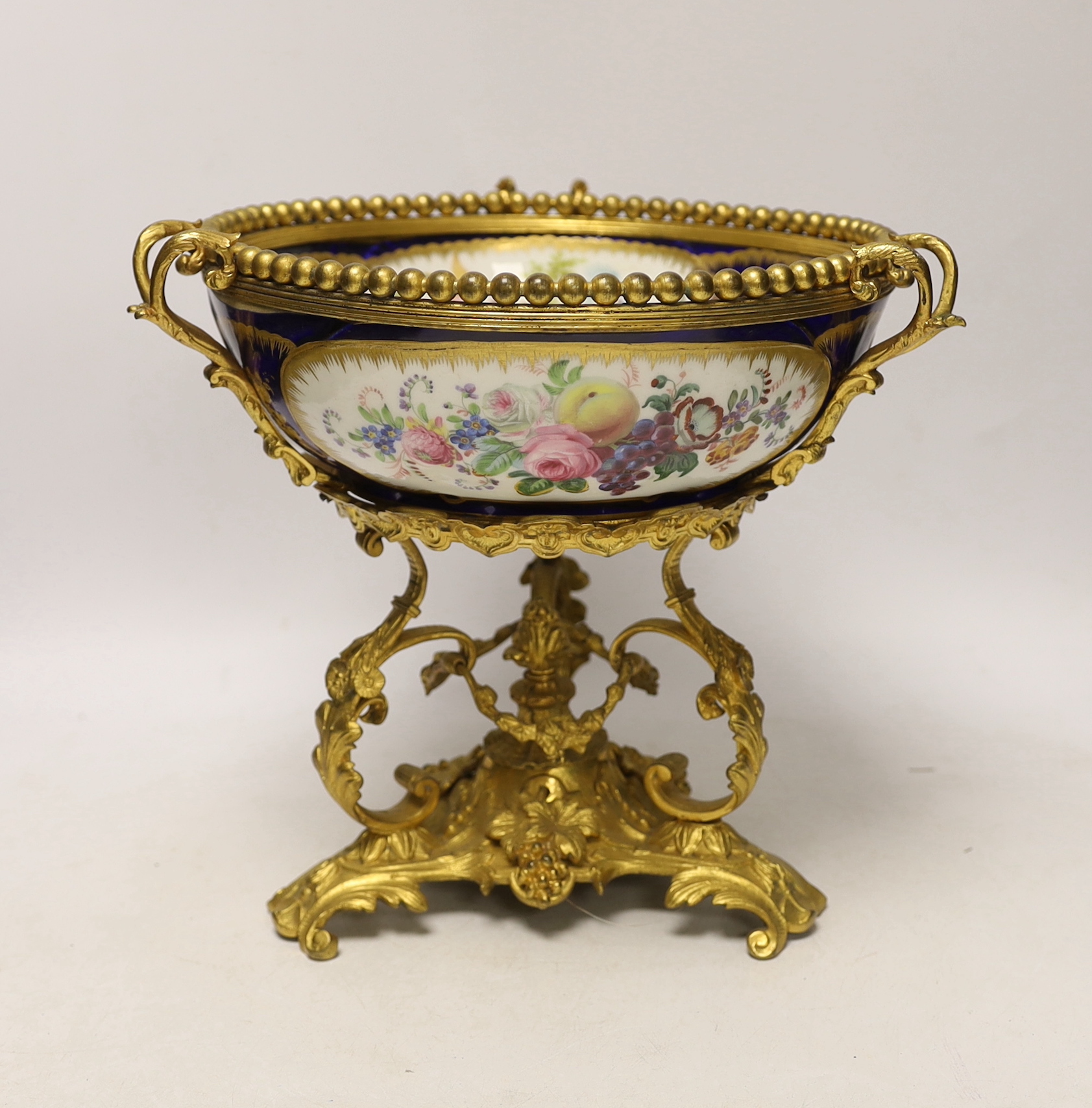 A 19th century ormolu mounted Sevres style porcelain bowl, 25cm