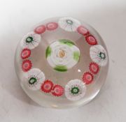 A Clichy green and white rose centred paperweight, 4cm in diameter