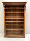 A Victorian mahogany library open bookcase, width 137cm, depth 39cm, height 202cm