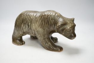 A Johgus Bornholm ceramic bear, and assorted coloured glass, tallest 31cm