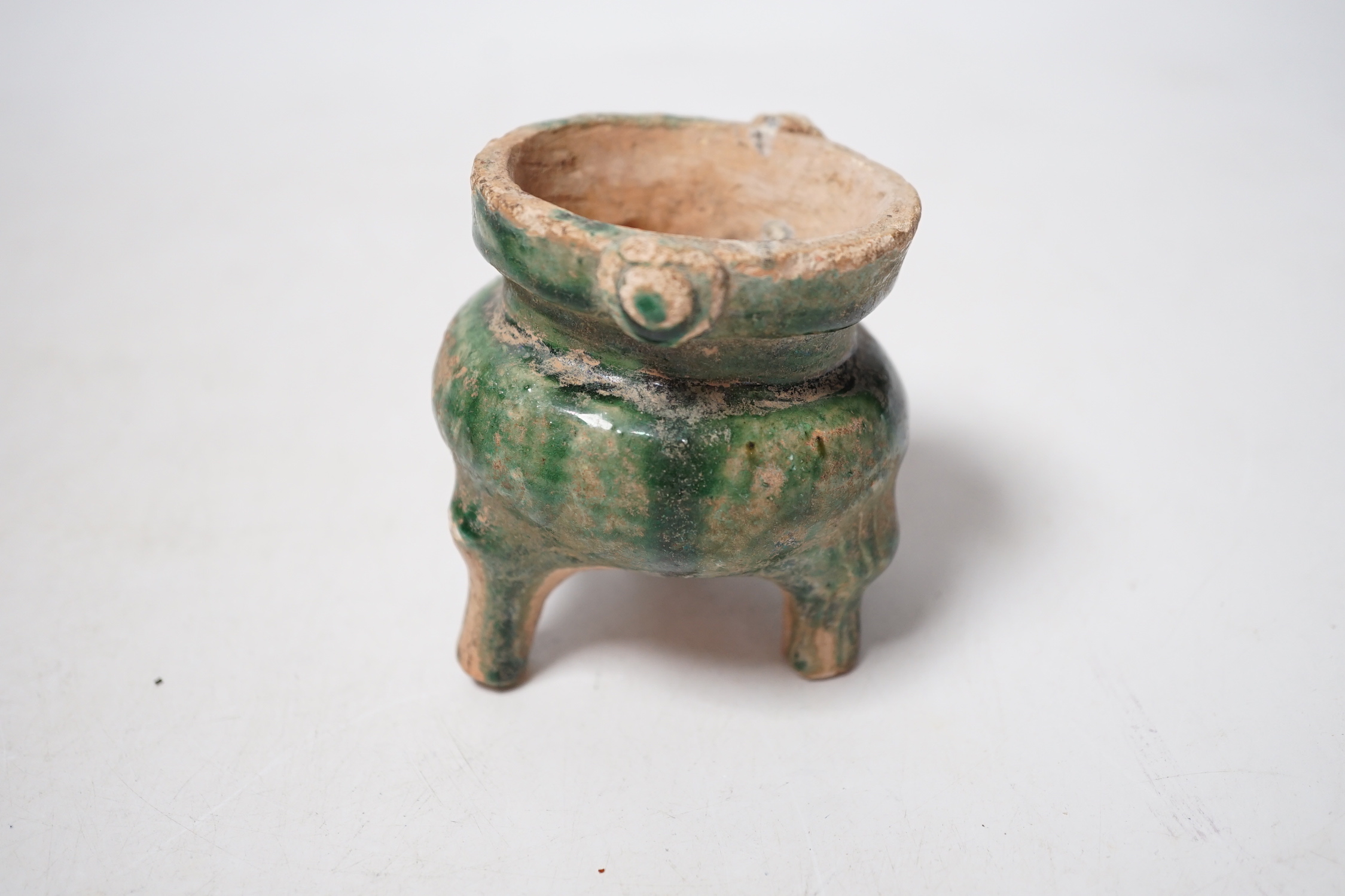 A Chinese incised Qingbai bowl, Song Dynasty and two green glazed Ming Dynasty pottery models of - Image 6 of 7
