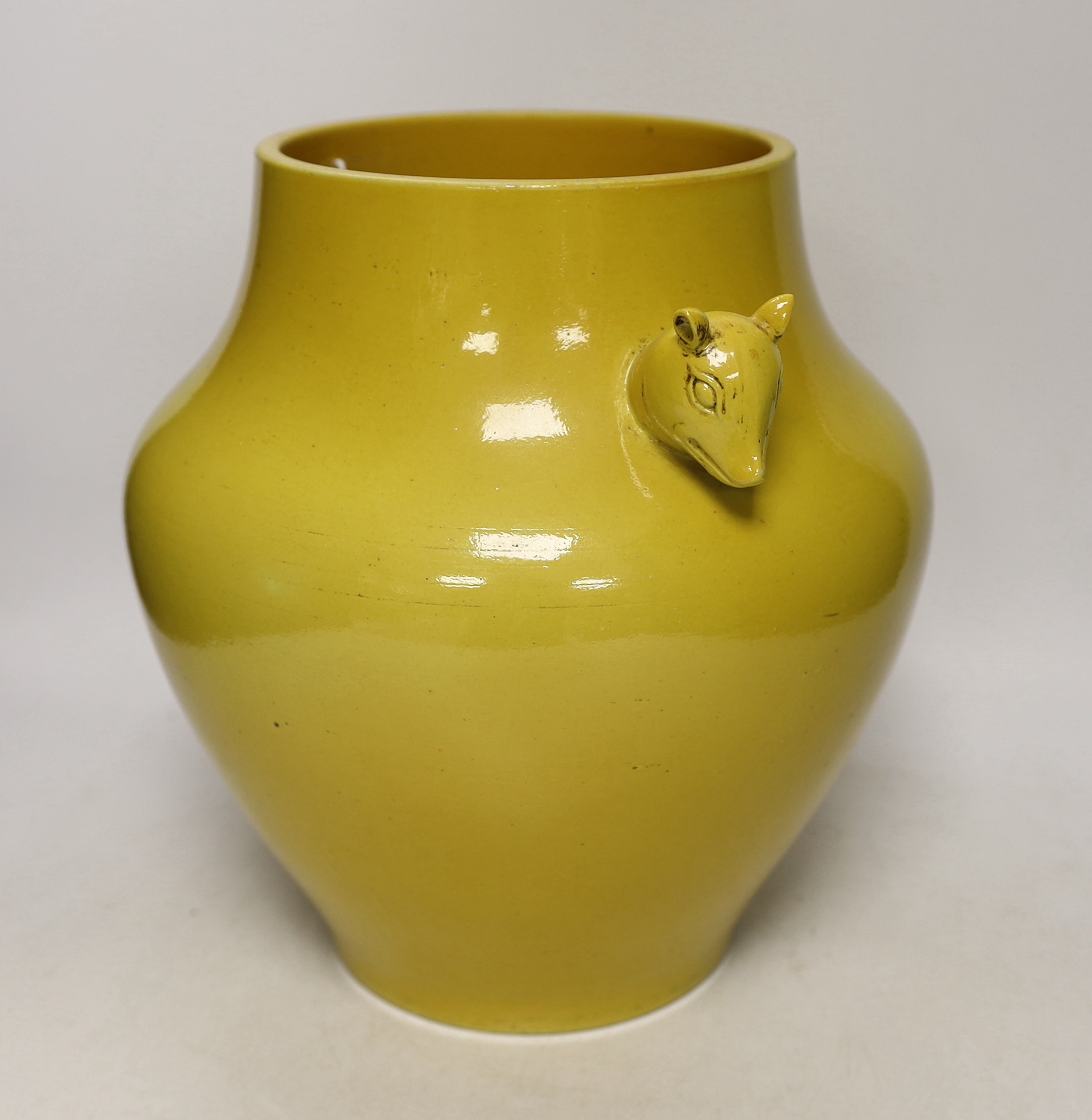 A Chinese yellow ground hu vase, 28cm high - Image 2 of 4