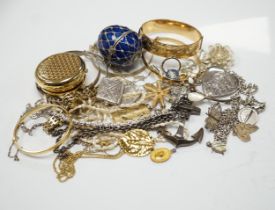 A quantity of assorted costume and silver jewellery including pendants, locket, bracelets,