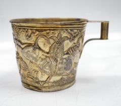 A Greek Lalaounis 900 standard gilt white metal, cup, embossed with continuous raging bull scene,